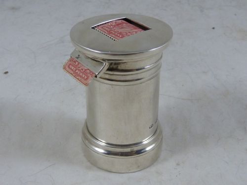 miniature post box edwardian postage stamp roll case pillar novelty 1904 sterling silver - CATEGORY: ANTIQUE SILVER - DATED 1900