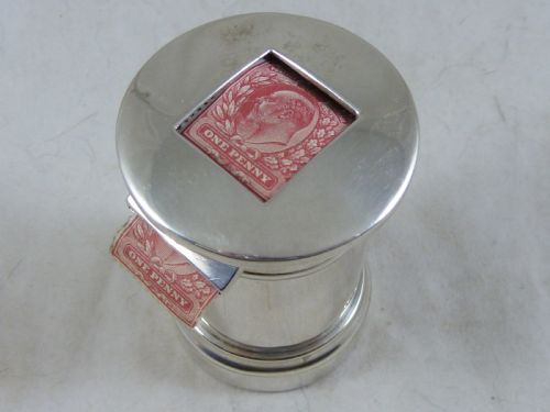 MINIATURE POST BOX EDWARDIAN POSTAGE STAMP ROLL CASE PILLAR NOVELTY 1904 STERLING SILVER - ADDITIONAL PHOTO 1