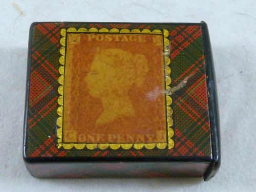 VICTORIAN CAMPBELL TARTANWARE ONE PENNY POSTAGE DRAWER STAMP CASE BOX HOLDER SCOTTISH - ADDITIONAL PHOTO 1