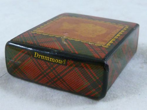 VICTORIAN CAMPBELL TARTANWARE ONE PENNY POSTAGE DRAWER STAMP CASE BOX HOLDER SCOTTISH - ADDITIONAL PHOTO 3