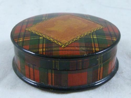 VICTORIAN PRINCE CHARLIE TARTANWARE POSTAGE ONE PENNY STAMP CASE BOX HOLDER SCOTTISH - ADDITIONAL PHOTO 4