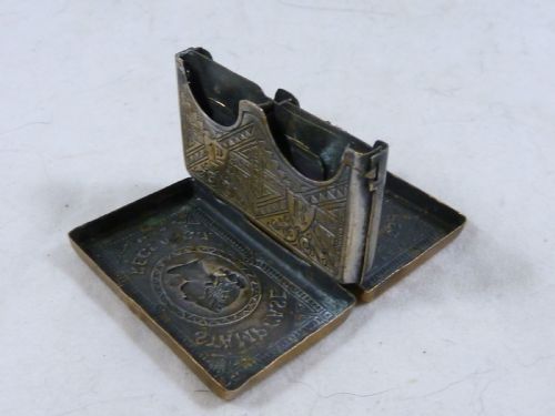 1874 VICTORIAN POSTAGE STAMP CASE HOLDER 4 SECTION BRASS BOX - ADDITIONAL PHOTO 2
