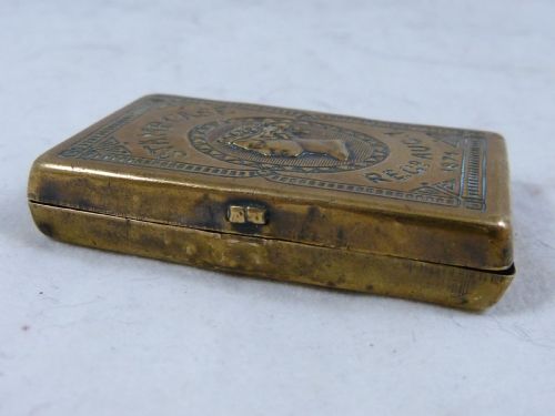 1874 VICTORIAN POSTAGE STAMP CASE HOLDER 4 SECTION BRASS BOX - ADDITIONAL PHOTO 6