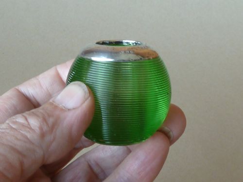 EDWARDIAN SILVER RIBBED THREADED GREEN GLASS MATCH HOLDER STRIKER GLOBE BALL VESTA HALLMARKED 1906 - ADDITIONAL PHOTO 6
