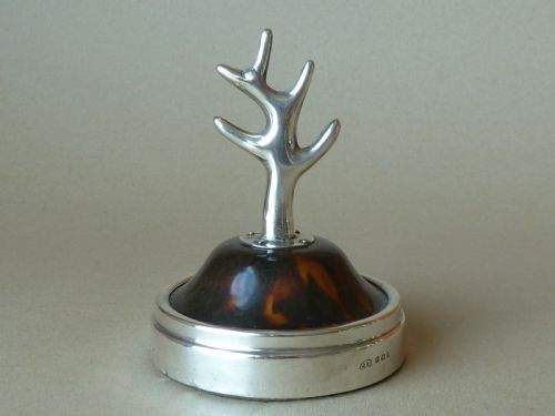 silver tortoiseshell ring tree stand hallmarked london 1918 - CATEGORY: ANTIQUE SILVER - DATED 1910
