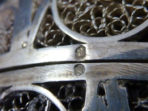 SILVER FILIGREE APPLE SHAPED BOX TUNISIA MOOR MARKED 800 - ADDITIONAL PHOTO 3