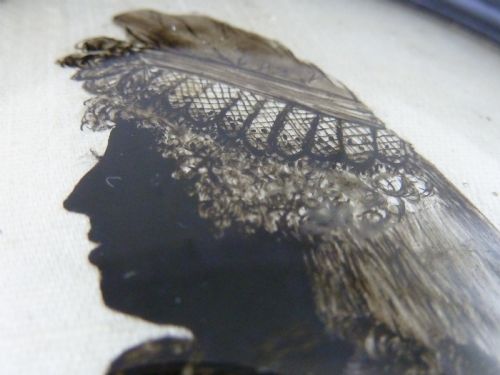 GLASS REVERSE PAINTED SILHOUETTE PORTRAIT MINIATURE MRS HUDSON PEAR WOOD OVAL FRAME GEORGIAN - ADDITIONAL PHOTO 4