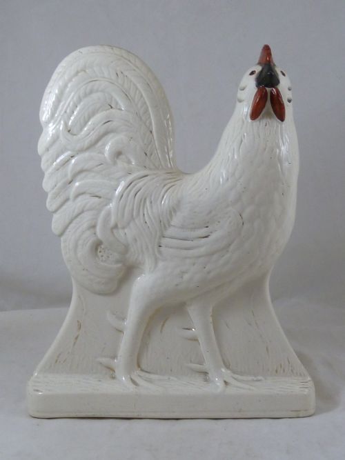 PAIR VICTORIAN SCOTTISH POTTERY HENS CHICKENS COCKERELS - ADDITIONAL PHOTO 4