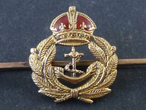 ROYAL NAVY GOLD ENAMEL SWEETHEART BROOCH STICK TIE PIN MARKED 9CT SOLID BOXED - ADDITIONAL PHOTO 1