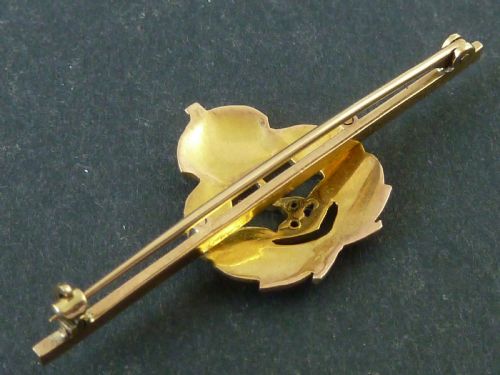 ROYAL NAVY GOLD ENAMEL SWEETHEART BROOCH STICK TIE PIN MARKED 9CT SOLID BOXED - ADDITIONAL PHOTO 2