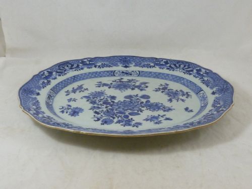 18C CHINESE EXPORT PORCELAIN PLATTER BLUE WHITE HAND PAINTED QIANLONG PERIOD - ADDITIONAL PHOTO 5