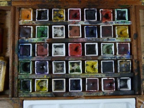 REEVES SONS LTD NO 32 STUDENTS WATER COLOUR BOX ARTISTS PAINT MAHOGANY - ADDITIONAL PHOTO 1