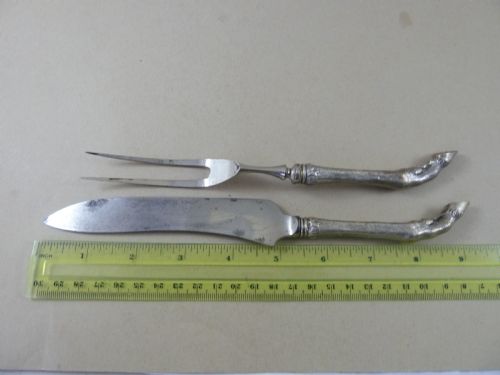 VICTORIAN SILVER GAME BIRD DEER CARVING SET SHEFFIELD KNIFE FORK SAMPLE - ADDITIONAL PHOTO 2