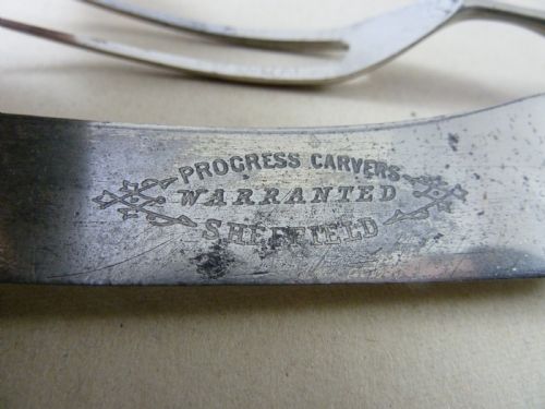 VICTORIAN SILVER GAME BIRD DEER CARVING SET SHEFFIELD KNIFE FORK SAMPLE - ADDITIONAL PHOTO 3