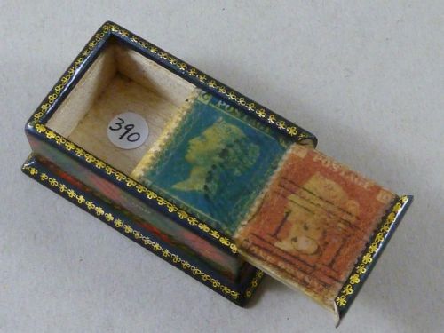 VICTORIAN MCDUFF TARTANWARE ONE PENNY TWO POSTAGE SLIDING LID DOUBLE STAMP CASE BOX HOLDER SCOTTISH DESK TOP - ADDITIONAL PHOTO 1