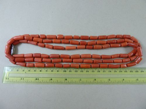 LONG MEDITERRANEAN RED CORAL BEAD NECKLACE 137G 61 155CM NATURAL ROD STICK BRANCH GENUINE - ADDITIONAL PHOTO 2
