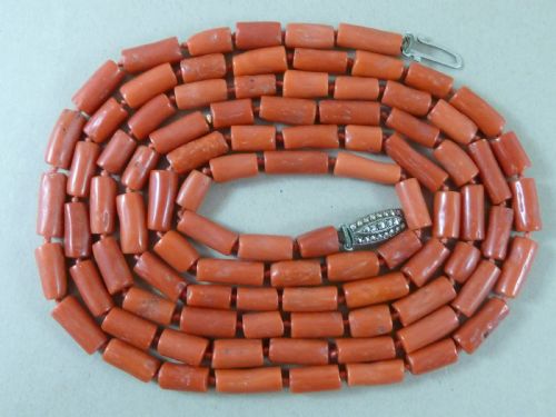 LONG MEDITERRANEAN RED CORAL BEAD NECKLACE 137G 61 155CM NATURAL ROD STICK BRANCH GENUINE - ADDITIONAL PHOTO 3