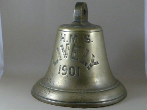 hms lively 1901 ships bell marine 74 kilos bellmetal wwi destroyer royal navy - CATEGORY: ANTIQUE METAL - DATED 1900