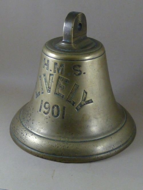 HMS LIVELY 1901 SHIPS BELL MARINE 74 KILOS BELLMETAL WWI DESTROYER ROYAL NAVY - ADDITIONAL PHOTO 1