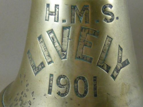 HMS LIVELY 1901 SHIPS BELL MARINE 74 KILOS BELLMETAL WWI DESTROYER ROYAL NAVY - ADDITIONAL PHOTO 2