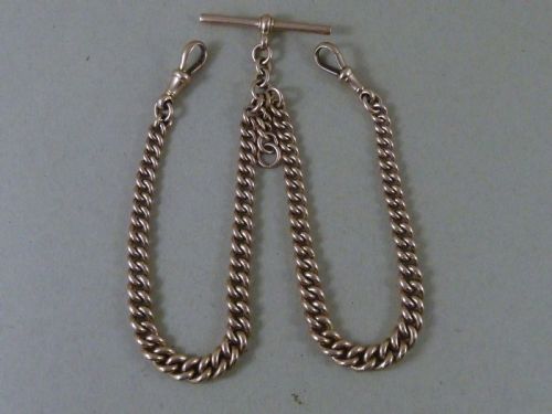 1921 1518 385MM 46G SOLID 9 CARAT GOLD DOUBLE ALBERT POCKET WATCH CHAIN GRADUATED CHOKER NECKLACE - ADDITIONAL PHOTO 1