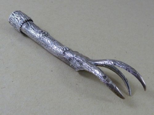 NOVELTY ARTICULATED EAGLE CLAW SUGAR TONGS HENRY STUART BROWN 1905 SILVER PAIR NIPS - ADDITIONAL PHOTO 1