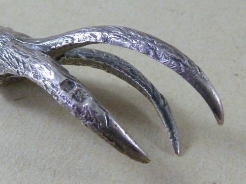 NOVELTY ARTICULATED EAGLE CLAW SUGAR TONGS HENRY STUART BROWN 1905 SILVER PAIR NIPS - ADDITIONAL PHOTO 4