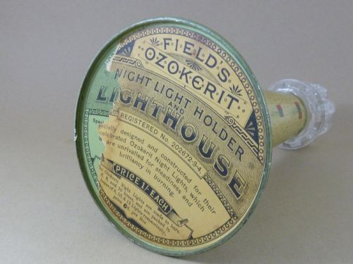 VICTORIAN NOVELTY LIGHTHOUSE TIN FIELDS OZOKERIT LONDON NIGHT FAIRY LIGHT CANDLE HOLDER ADVERTISING - ADDITIONAL PHOTO 5