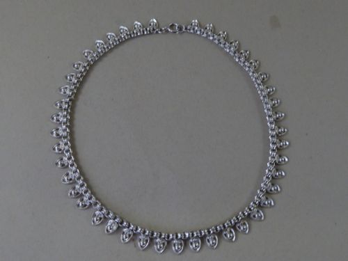 EDWARDIAN SOLID STERLING SILVER COLLAR PIERCED HEARTS ROUND LINK 18 CHAIN FRINGE NECKLACE - ADDITIONAL PHOTO 3