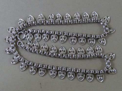 EDWARDIAN SOLID STERLING SILVER COLLAR PIERCED HEARTS ROUND LINK 18 CHAIN FRINGE NECKLACE - ADDITIONAL PHOTO 5