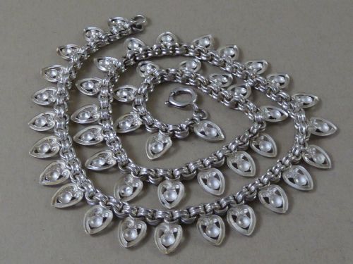 EDWARDIAN SOLID STERLING SILVER COLLAR PIERCED HEARTS ROUND LINK 18 CHAIN FRINGE NECKLACE - ADDITIONAL PHOTO 6