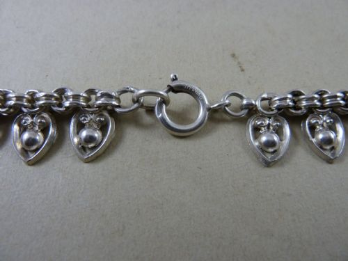 EDWARDIAN SOLID STERLING SILVER COLLAR PIERCED HEARTS ROUND LINK 18 CHAIN FRINGE NECKLACE - ADDITIONAL PHOTO 7