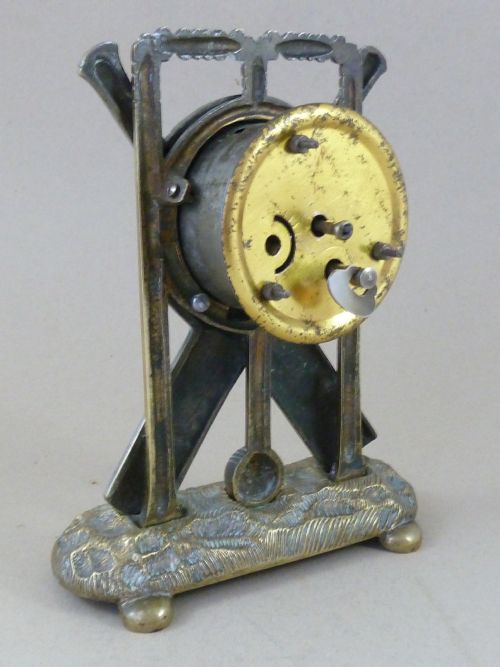 CLOCK CRICKET NOVELTY BAT BALL WICKET BRASS NICKEL PLATED ANTIQUE CRICKETIANA - ADDITIONAL PHOTO 3
