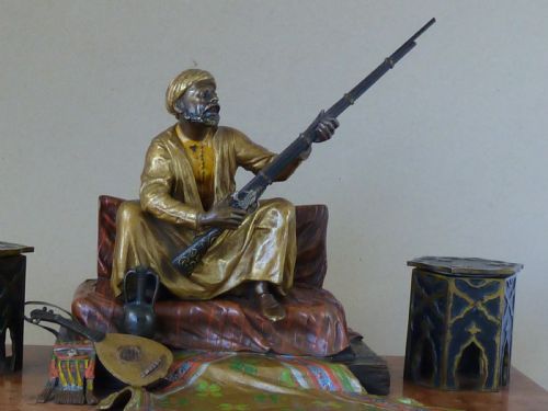 FRANZ BERGMANN INKSTAND ARAB COLD PAINTED VIENNA BRONZE AUSTRIAN INKWELL - ADDITIONAL PHOTO 2