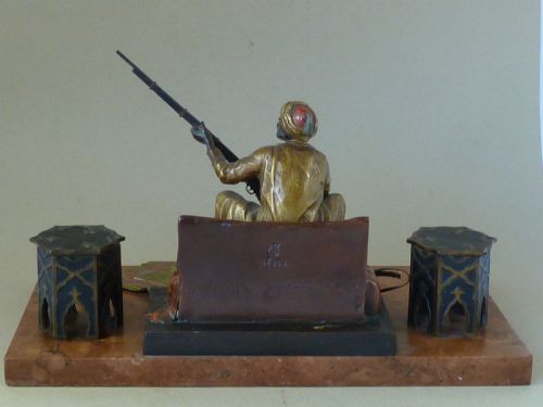 FRANZ BERGMANN INKSTAND ARAB COLD PAINTED VIENNA BRONZE AUSTRIAN INKWELL - ADDITIONAL PHOTO 7