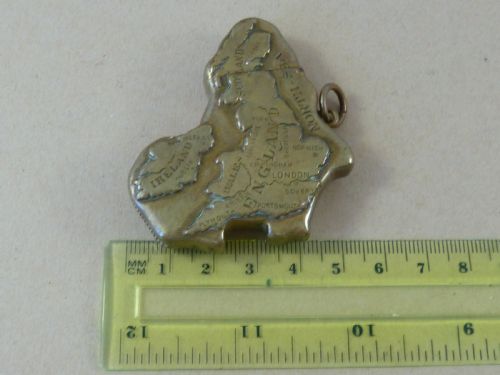 MAP UK COLONIAL AFRICA VESTA CASE BRASS MATCH SAFE BOX NOVELTY CHAIN FOB GREAT BRITAIN - ADDITIONAL PHOTO 5