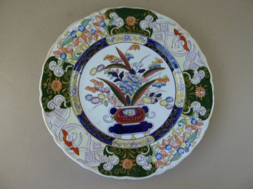 12 MASONS PATENT IRONSTONE CHINA DINNER PLATES SERVICE DISHES POTTERY JAPAN PATTERN ANTIQUE HIGGINBOTHAM IRISH - ADDITIONAL PHOTO 1