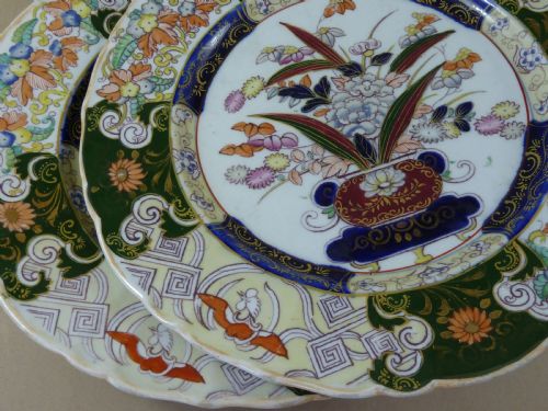 12 MASONS PATENT IRONSTONE CHINA DINNER PLATES SERVICE DISHES POTTERY JAPAN PATTERN ANTIQUE HIGGINBOTHAM IRISH - ADDITIONAL PHOTO 9