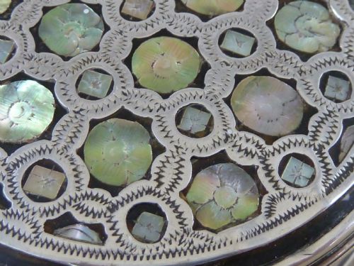 SILVER PIQUE FAUX TORTOISESHELL MOTHER OF PEARL PATCH BOX - ADDITIONAL PHOTO 2
