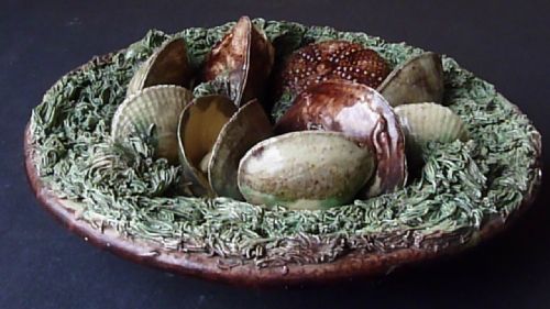 PALISSY WARE ROUND WALL PLATE MAFRA CALDAO PORTUGAL SHELL FISH CLAM MUSSEL SEAURCHINS COCKLE DISH - ADDITIONAL PHOTO 7