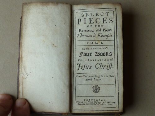 1727 THE IMITATION OF JESUS CHRIST SELECT PIECES OF THE REVEREND AND PIOUS THOMAS DE KEMPIS BOOK - ADDITIONAL PHOTO 3