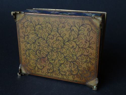 MARKED INABA COMPANY JAPANESE CLOISONNE ENAMEL BOX PHOENIX DRAGON GILT BRASS SIGNED - ADDITIONAL PHOTO 5