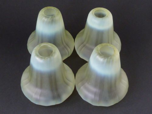 SET 4 VASELINE LAMP SHADE ART NOUVEAU GLASS ELECTRIC FITTING CEILING LIGHT ANTIQUE BC B22 BULB - ADDITIONAL PHOTO 1