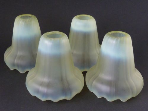 SET 4 VASELINE LAMP SHADE ART NOUVEAU GLASS ELECTRIC FITTING CEILING LIGHT ANTIQUE BC B22 BULB - ADDITIONAL PHOTO 2