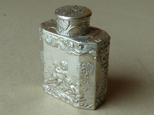 MINIATURE CONTINENTAL SILVER TEA CADDY CANISTER SIMON ROSENAU - ADDITIONAL PHOTO 2