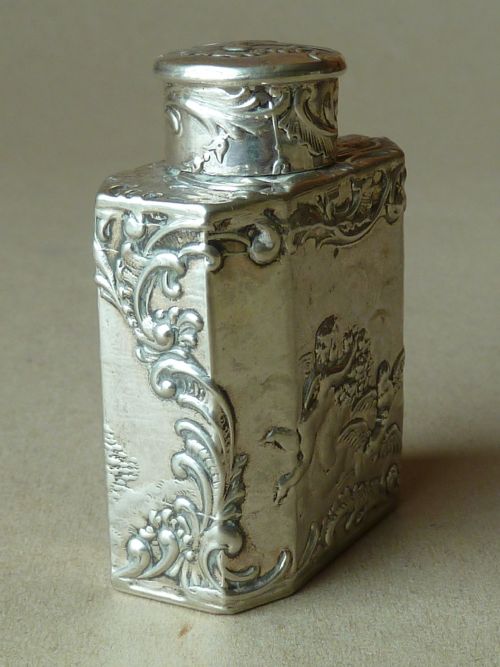 MINIATURE CONTINENTAL SILVER TEA CADDY CANISTER SIMON ROSENAU - ADDITIONAL PHOTO 3