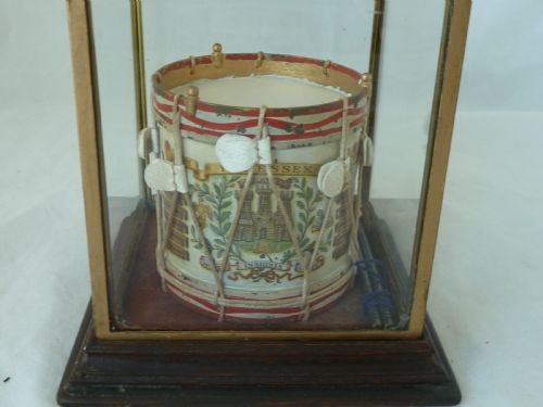 POTTER MINIATURE REGIMENTAL SNARE SIDE DRUM PAINTED BRASS TINPLATE MODEL - ADDITIONAL PHOTO 1