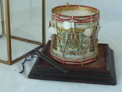 POTTER MINIATURE REGIMENTAL SNARE SIDE DRUM PAINTED BRASS TINPLATE MODEL - ADDITIONAL PHOTO 2
