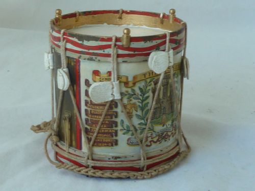 POTTER MINIATURE REGIMENTAL SNARE SIDE DRUM PAINTED BRASS TINPLATE MODEL - ADDITIONAL PHOTO 5