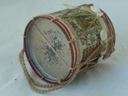 POTTER MINIATURE REGIMENTAL SNARE SIDE DRUM PAINTED BRASS TINPLATE MODEL - ADDITIONAL PHOTO 7